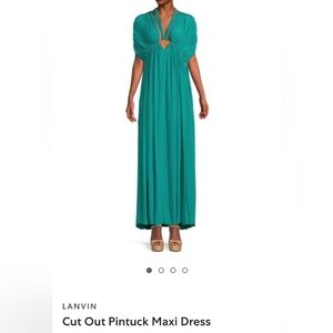 Lanvin Green Dolman Sleeve Plunge Maxi Gown